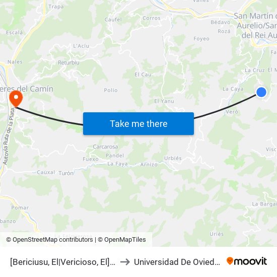 [Bericiusu, El|Vericioso, El]  El Bericiusu [Cta 06089] to Universidad De Oviedo: Campus De Mieres map