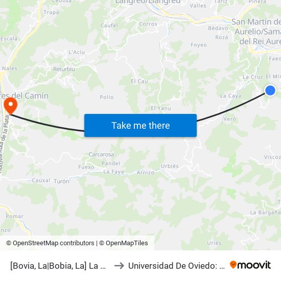 [Bovia, La|Bobia, La]  La Muezca [Cta 06092] to Universidad De Oviedo: Campus De Mieres map