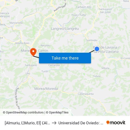 [Almuriu, L'|Murio, El]  L'Almuriu [Cta 06095] to Universidad De Oviedo: Campus De Mieres map