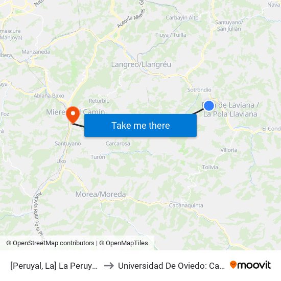 [Peruyal, La]  La Peruyal [Cta 06097] to Universidad De Oviedo: Campus De Mieres map