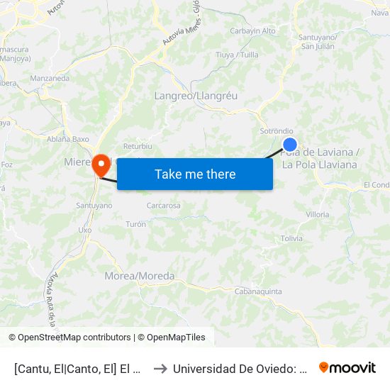 [Cantu, El|Canto, El]  El Cantu [Cta 06099] to Universidad De Oviedo: Campus De Mieres map
