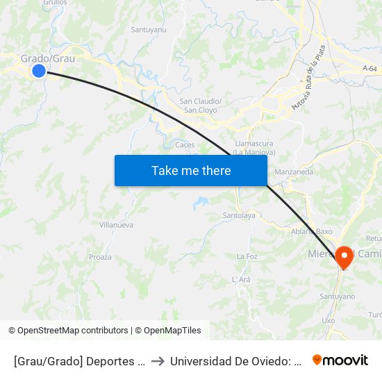 [Grau/Grado]  Deportes Avda [Cta 06105] to Universidad De Oviedo: Campus De Mieres map