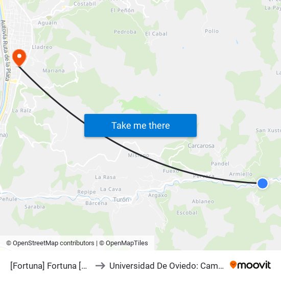 [Fortuna]  Fortuna [Cta 06161] to Universidad De Oviedo: Campus De Mieres map