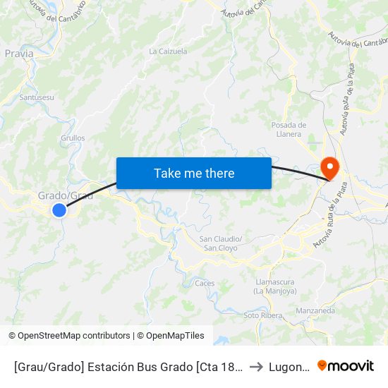 [Grau/Grado]  Estación Bus Grado [Cta 18638] to Lugones map
