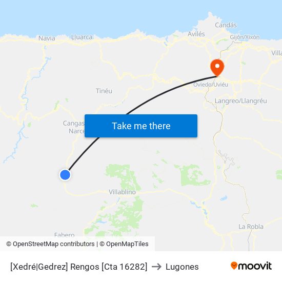 [Xedré|Gedrez]  Rengos [Cta 16282] to Lugones map