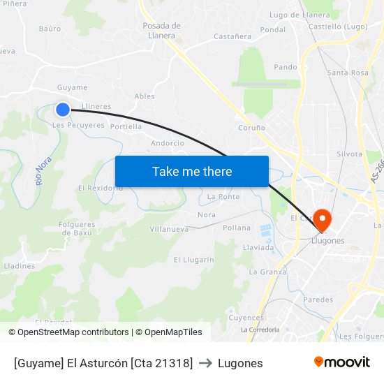[Guyame]  El Asturcón [Cta 21318] to Lugones map