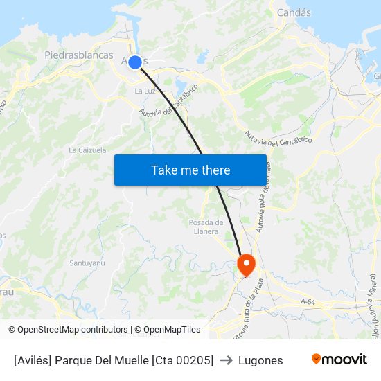 [Avilés]  Parque Del Muelle [Cta 00205] to Lugones map