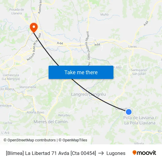[Blimea]  La Libertad 71 Avda [Cta 00454] to Lugones map