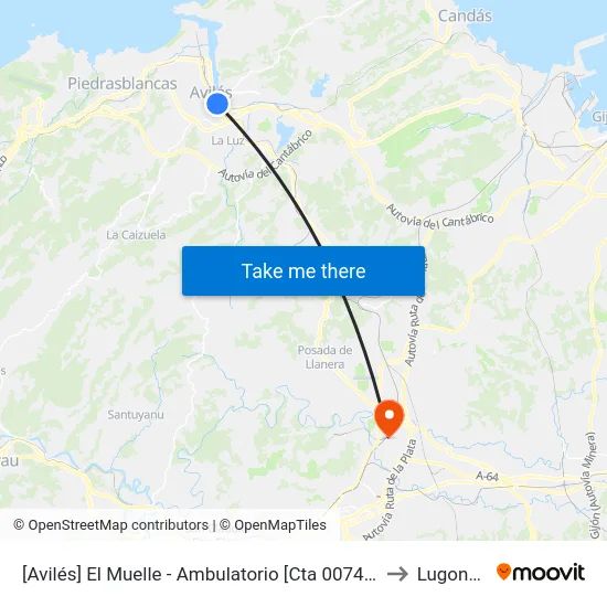 [Avilés]  El Muelle - Ambulatorio [Cta 00742] to Lugones map