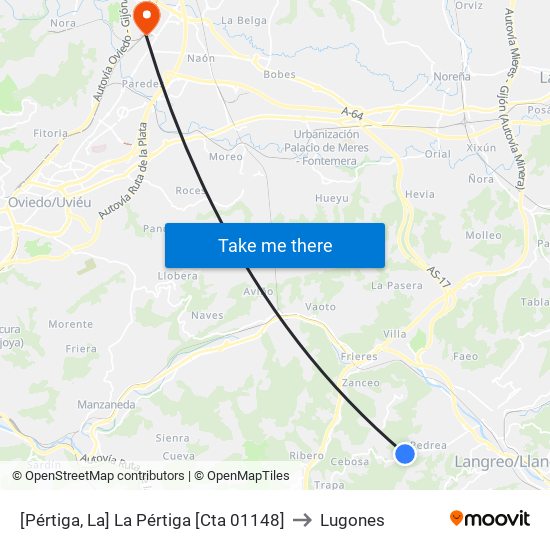 [Pértiga, La]  La Pértiga [Cta 01148] to Lugones map