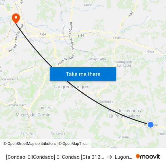 [Condao, El|Condado]  El Condao [Cta 01286] to Lugones map
