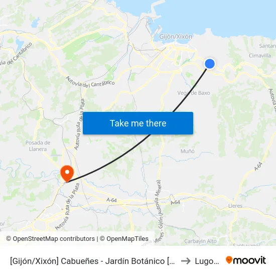 [Gijón/Xixón]  Cabueñes - Jardín Botánico [Cta 01895] to Lugones map