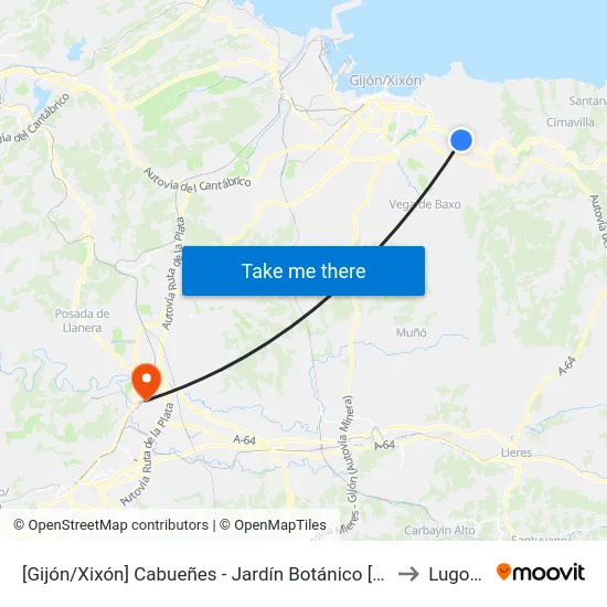 [Gijón/Xixón]  Cabueñes - Jardín Botánico [Cta 01896] to Lugones map