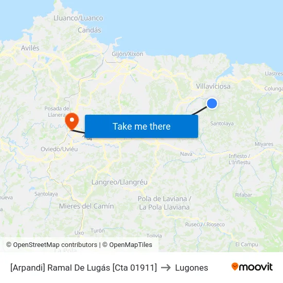 [Arpandi]  Ramal De Lugás [Cta 01911] to Lugones map