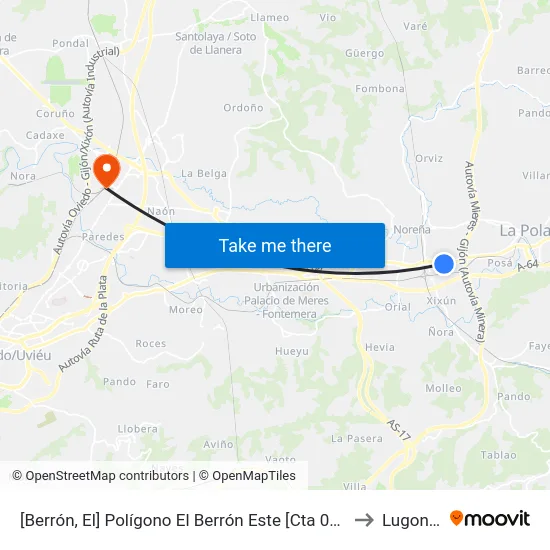 [Berrón, El]  Polígono El Berrón Este [Cta 02034] to Lugones map