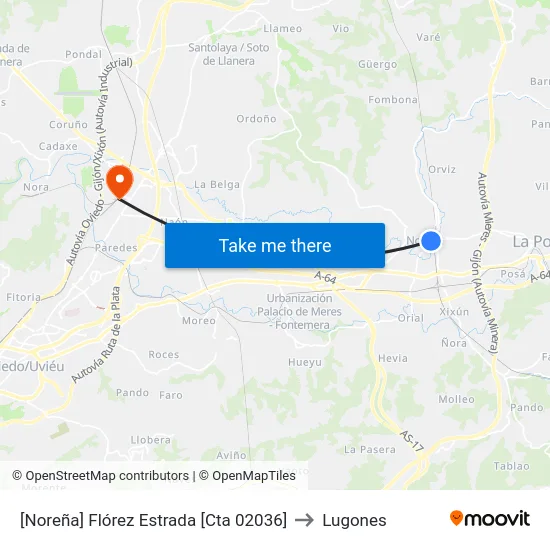 [Noreña]  Flórez Estrada [Cta 02036] to Lugones map