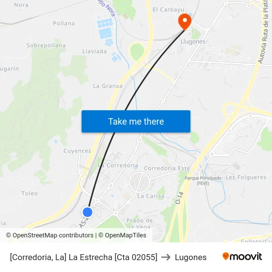 [Corredoria, La]  La Estrecha [Cta 02055] to Lugones map