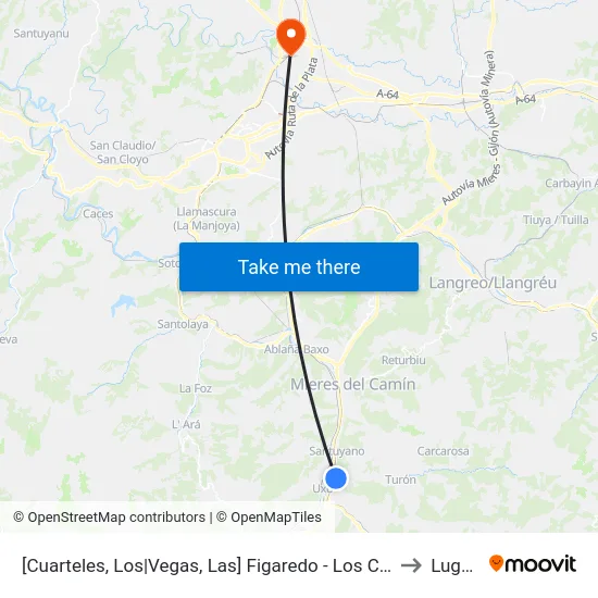[Cuarteles, Los|Vegas, Las]  Figaredo - Los Cuarteles [Cta 03214] to Lugones map
