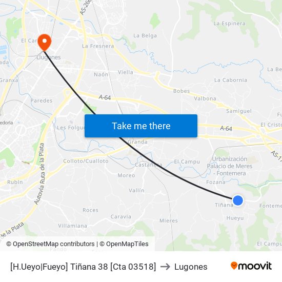[H.Ueyo|Fueyo]  Tiñana 38 [Cta 03518] to Lugones map