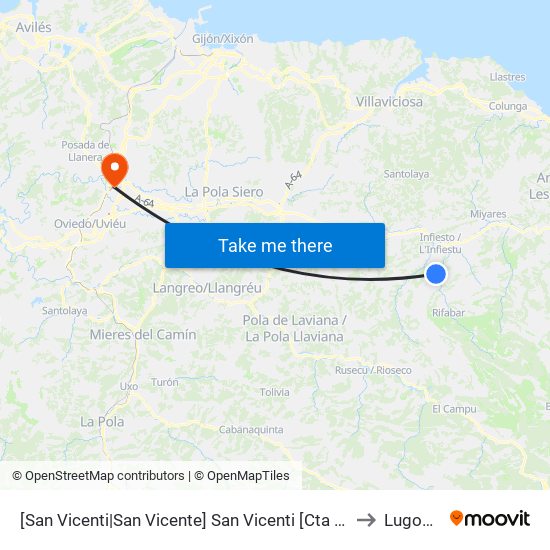 [San Vicenti|San Vicente]  San Vicenti [Cta 03717] to Lugones map