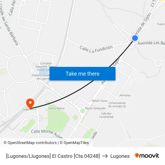 [Lugones/Llugones]  El Castro [Cta 04248] to Lugones map