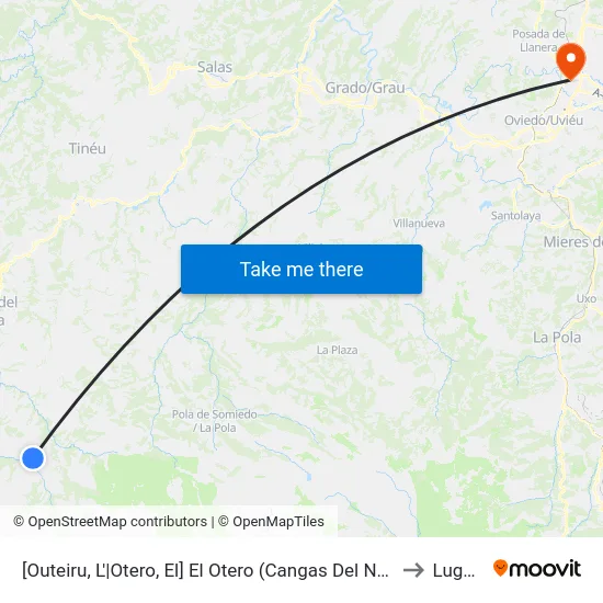 [Outeiru, L'|Otero, El]  El Otero (Cangas Del Narcea) [Cta 04909] to Lugones map