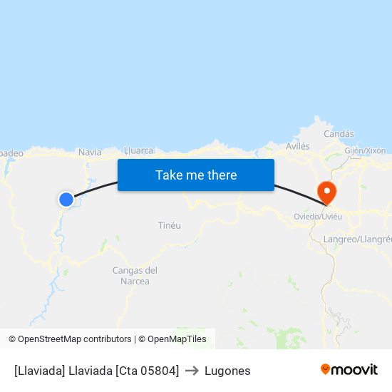 [Llaviada]  Llaviada [Cta 05804] to Lugones map