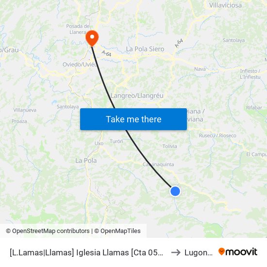 [L.Lamas|Llamas]  Iglesia Llamas [Cta 05875] to Lugones map