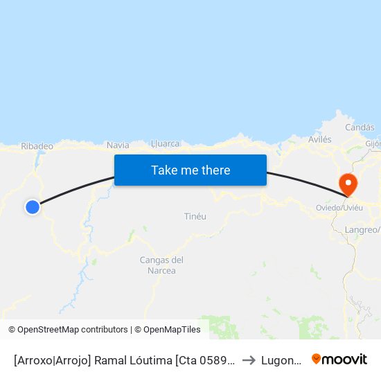 [Arroxo|Arrojo]  Ramal Lóutima [Cta 05897] to Lugones map