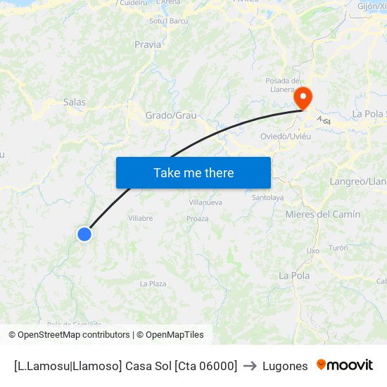 [L.Lamosu|Llamoso]  Casa Sol [Cta 06000] to Lugones map
