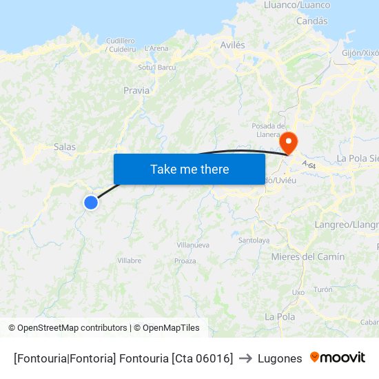 [Fontouria|Fontoria]  Fontouria [Cta 06016] to Lugones map