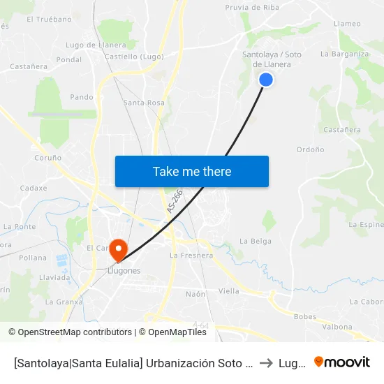 [Santolaya|Santa Eulalia]  Urbanización Soto De Llanera 2 [Cta 07297] to Lugones map