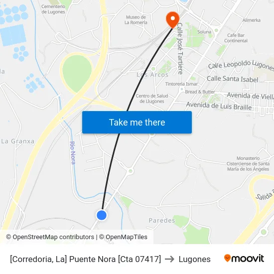 [Corredoria, La]  Puente Nora [Cta 07417] to Lugones map