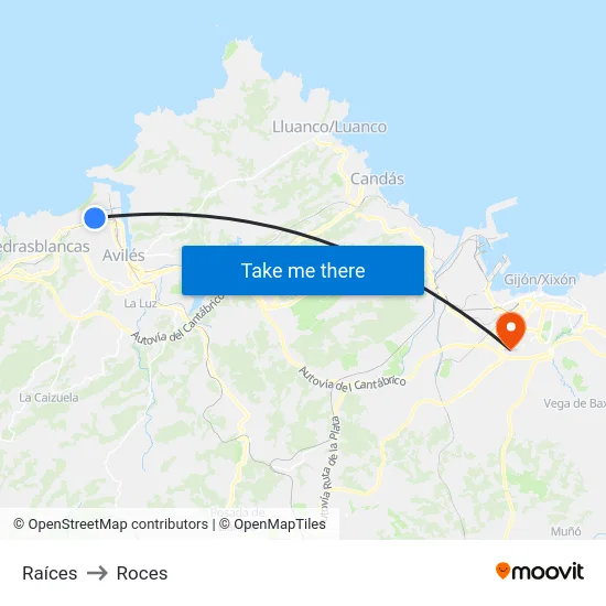 Raíces to Roces map