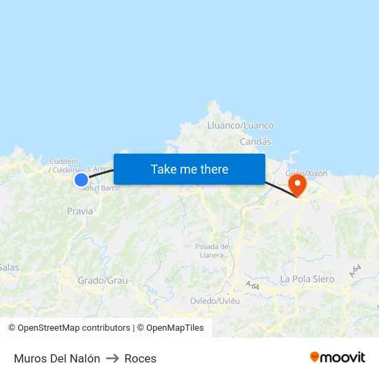 Muros Del Nalón to Roces map