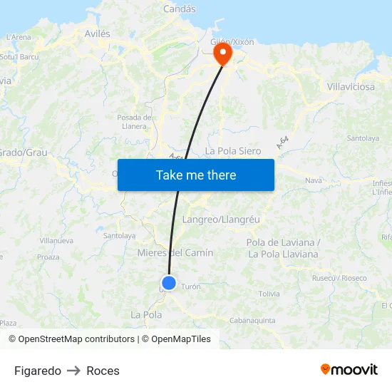 Figaredo to Roces map
