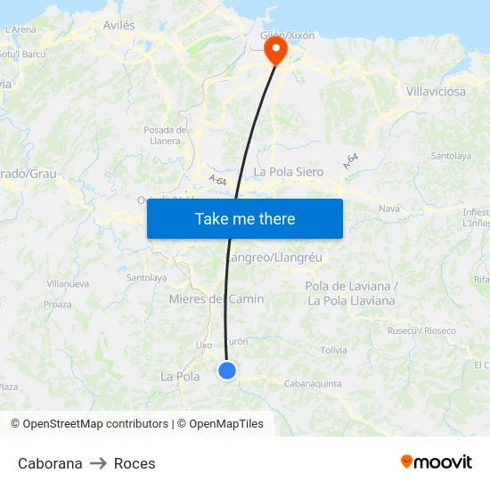 Caborana to Roces map