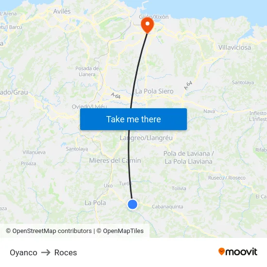 Oyanco to Roces map