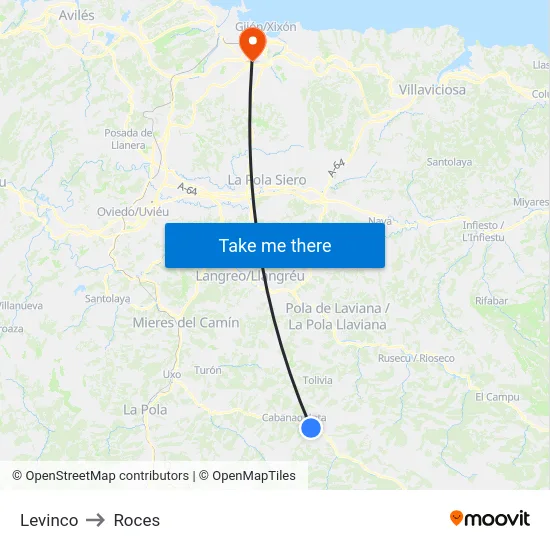 Levinco to Roces map