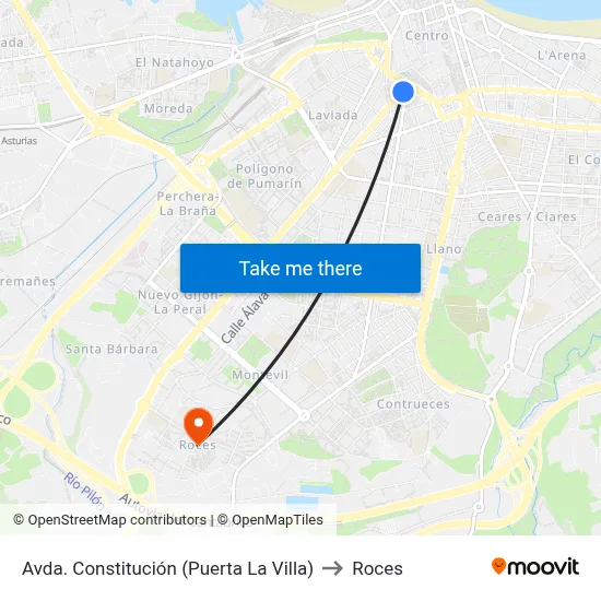 Avda. Constitución (Puerta La Villa) to Roces map