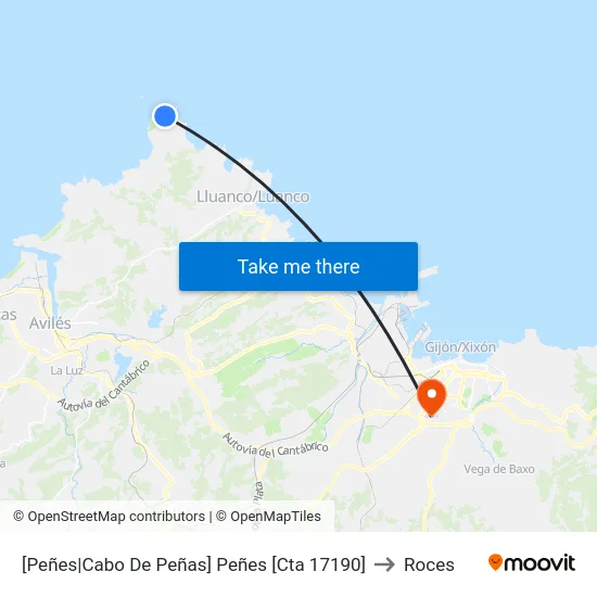 [Peñes|Cabo De Peñas]  Peñes [Cta 17190] to Roces map