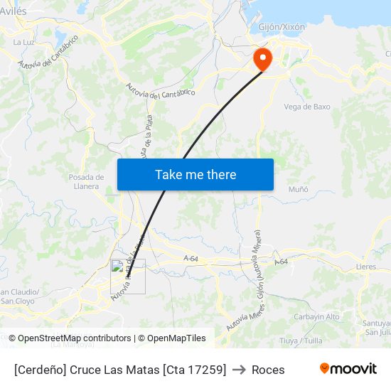[Cerdeño]  Cruce Las Matas [Cta 17259] to Roces map