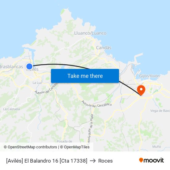 [Avilés]  El Balandro 16 [Cta 17338] to Roces map