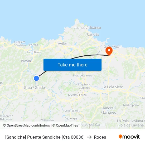 [Sandiche]  Puente Sandiche [Cta 00036] to Roces map