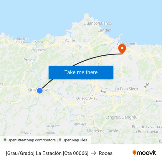 [Grau/Grado]  La Estación [Cta 00066] to Roces map