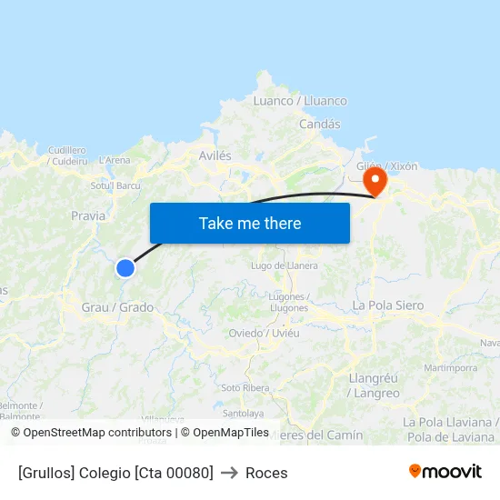 [Grullos]  Colegio [Cta 00080] to Roces map