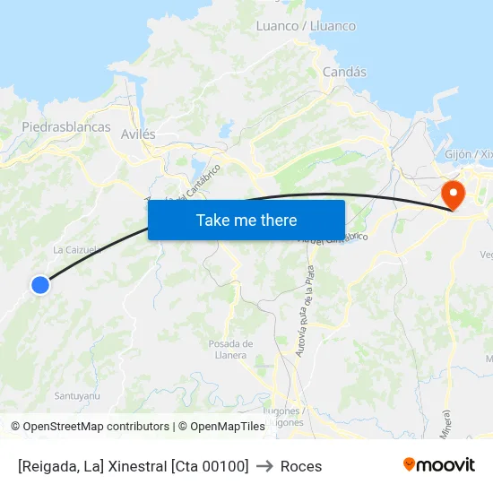 [Reigada, La]  Xinestral [Cta 00100] to Roces map