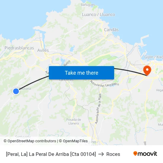 [Peral, La]  La Peral De Arriba [Cta 00104] to Roces map