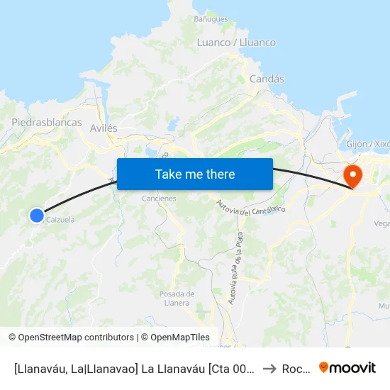 [Llanaváu, La|Llanavao]  La Llanaváu [Cta 00106] to Roces map