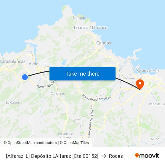 [Alfaraz, L']  Depósito L'Alfaraz [Cta 00152] to Roces map